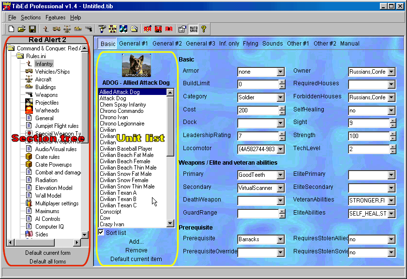 TibEd 1.x interface